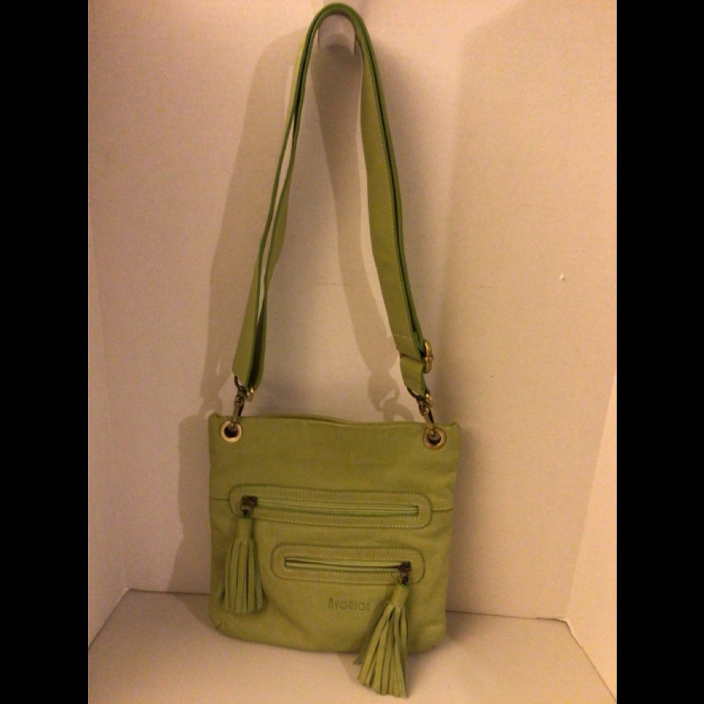 Avorio Italy green leather crossbody Bag